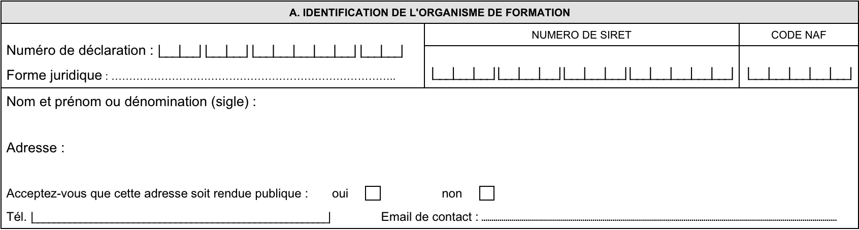 Identification de l’organisme de formation