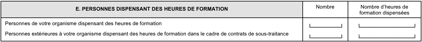 Personnes dispensant des heures de formation