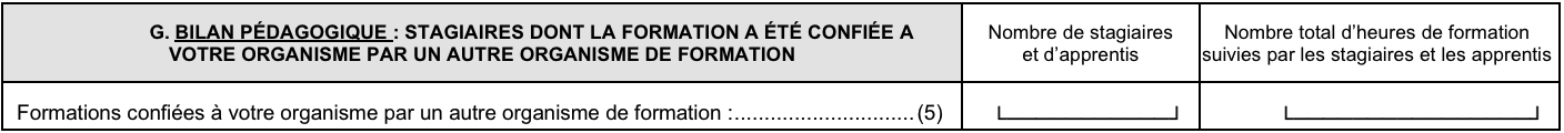 BILAN PÉDAGOGIQUE : Stagiaires dont la formation a été confiée à votre organisme par un autre organisme de formation